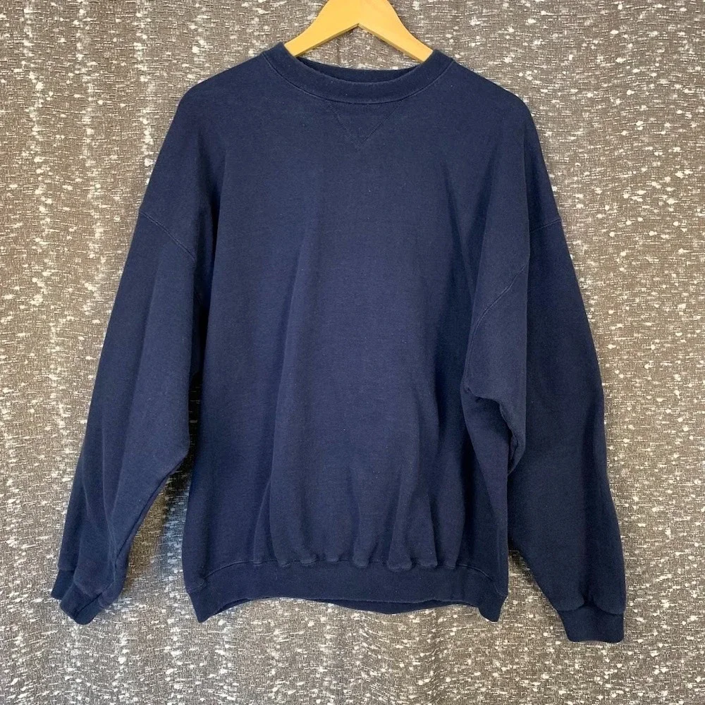 Vintage Tultex Crewneck Sweatshirt‎ Blank Navy Blue Men's XL Made in USA